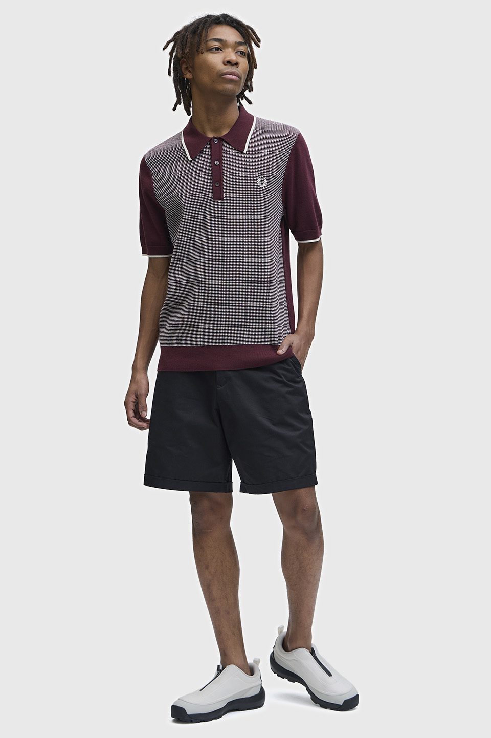 Tonic Waffle Knitted Shirt(S 597：OX BLOOD / ECRU): | FRED PERRY