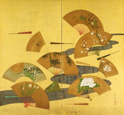 四季流水扇面散図 | 酒井道一 | 収蔵品詳細 | 作品を知る | 東京富士