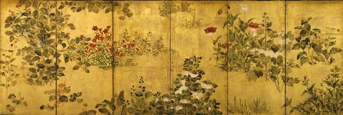 四季草花図屏風 | 伝 俵屋宗雪 | 収蔵品詳細 | 作品を知る | 東京富士