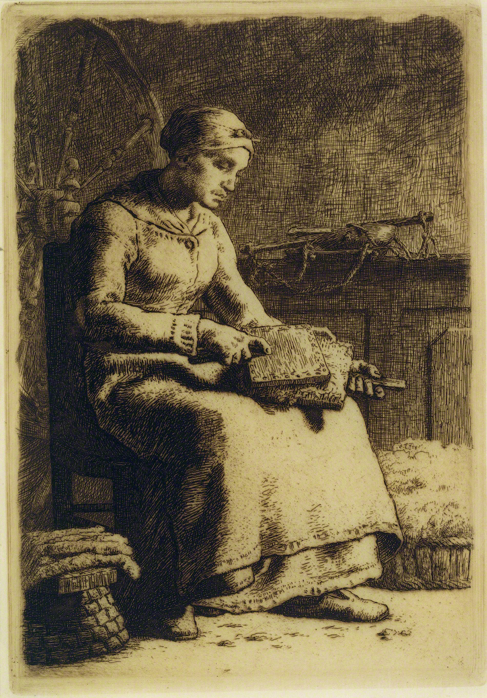 羊毛を梳く女 | ジャン＝フランソワ・ミレー | 収蔵品詳細 | 作品を