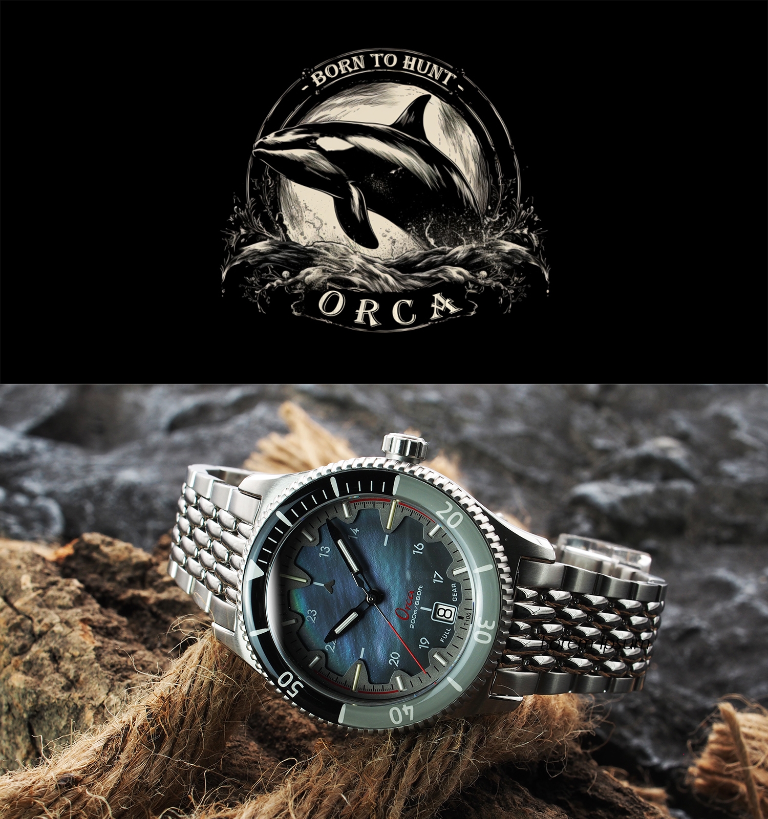 Orca - Coal - FullGear Tritium Watches - スイストリチウム照明技術