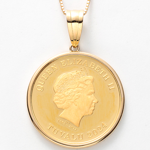 純金関連商品 24金/18金ホースコインネックレス1/5オンス（エリザベス