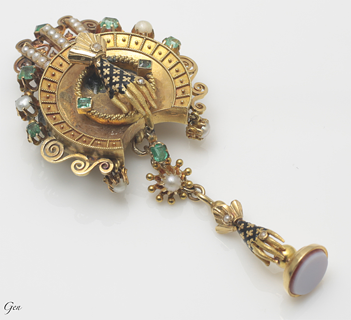 手のモチーフ フランス ゴールド ブローチ ｜アンティークジュエリー