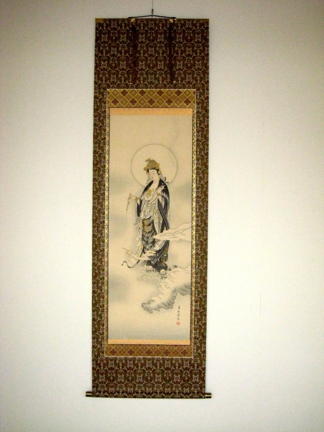 掛け軸 雲上観音（左向き）◇吉田真秋（真作・新品）