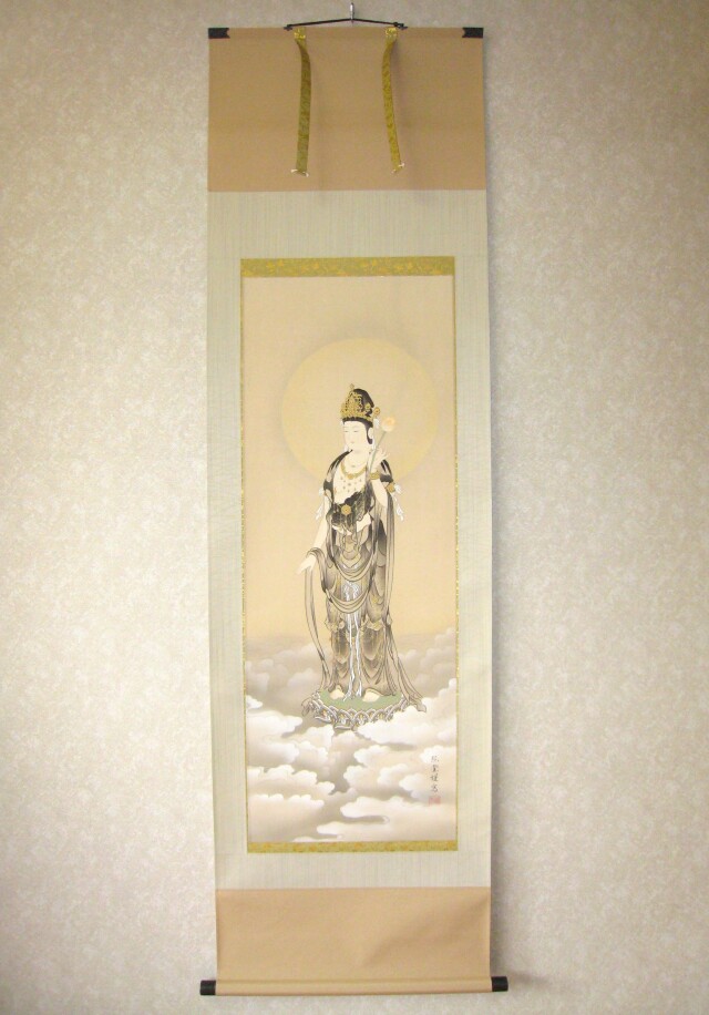 掛け軸 雲上観音◇野口弧堂 (真作・新品)