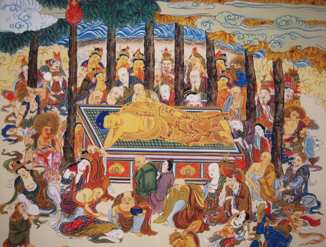 掛け軸 釈迦涅槃之図◇工芸作品（新品）