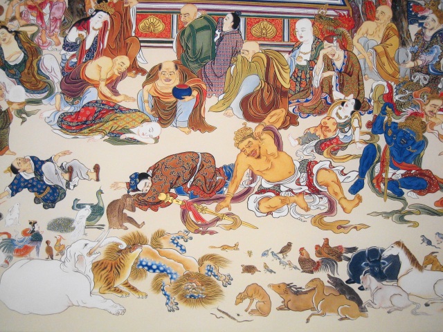 掛け軸 釈迦涅槃之図◇工芸作品（新品）