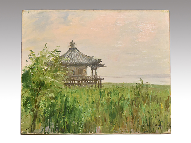 刑部人 油彩画 「浮御堂」F8号 日動画廊シール 裏書有 | 古美術ささき