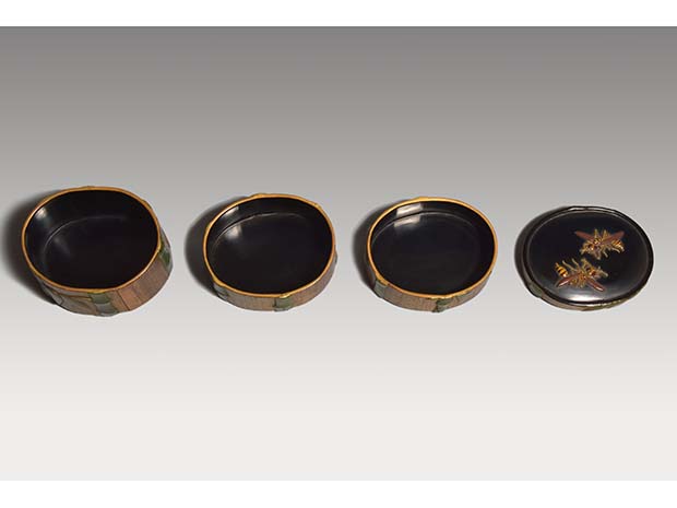 金城一国斎 竹重菓子器 三代(春月)と四代(紫明)の合作 四代共箱 七代識