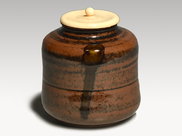 中興名物写 米市茶入 松本鉄山(作) 共箱 牙蓋 仕服(米一金襴) | 古美術