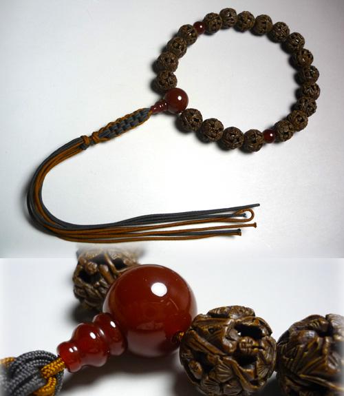 男性用数珠 羅漢彫り 瑪瑙仕立ての通販 - お香専門店香源