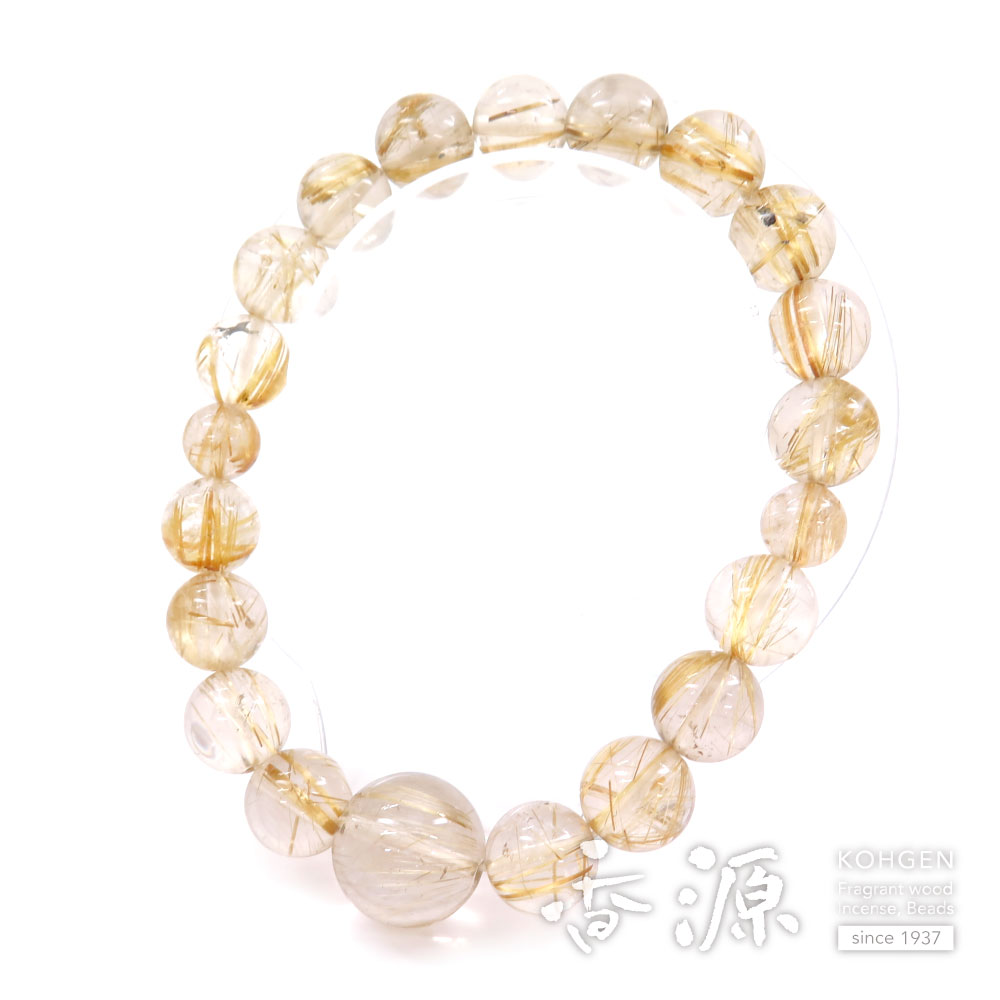 ルチル（金線入り水晶） 11mm玉 18玉ブレスレット 共仕立て 限定品の
