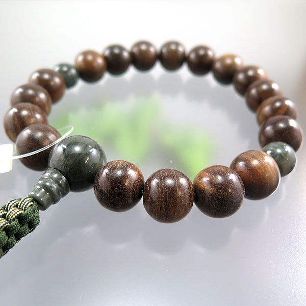 男性用数珠 緑檀 18玉 緑紋石仕立て 紐房の通販 - お香専門店香源