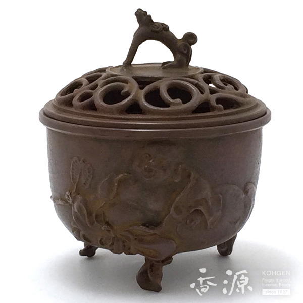 高岡銅器 香炉 布袋文香炉 焼朱銅色の通販 - お香専門店香源