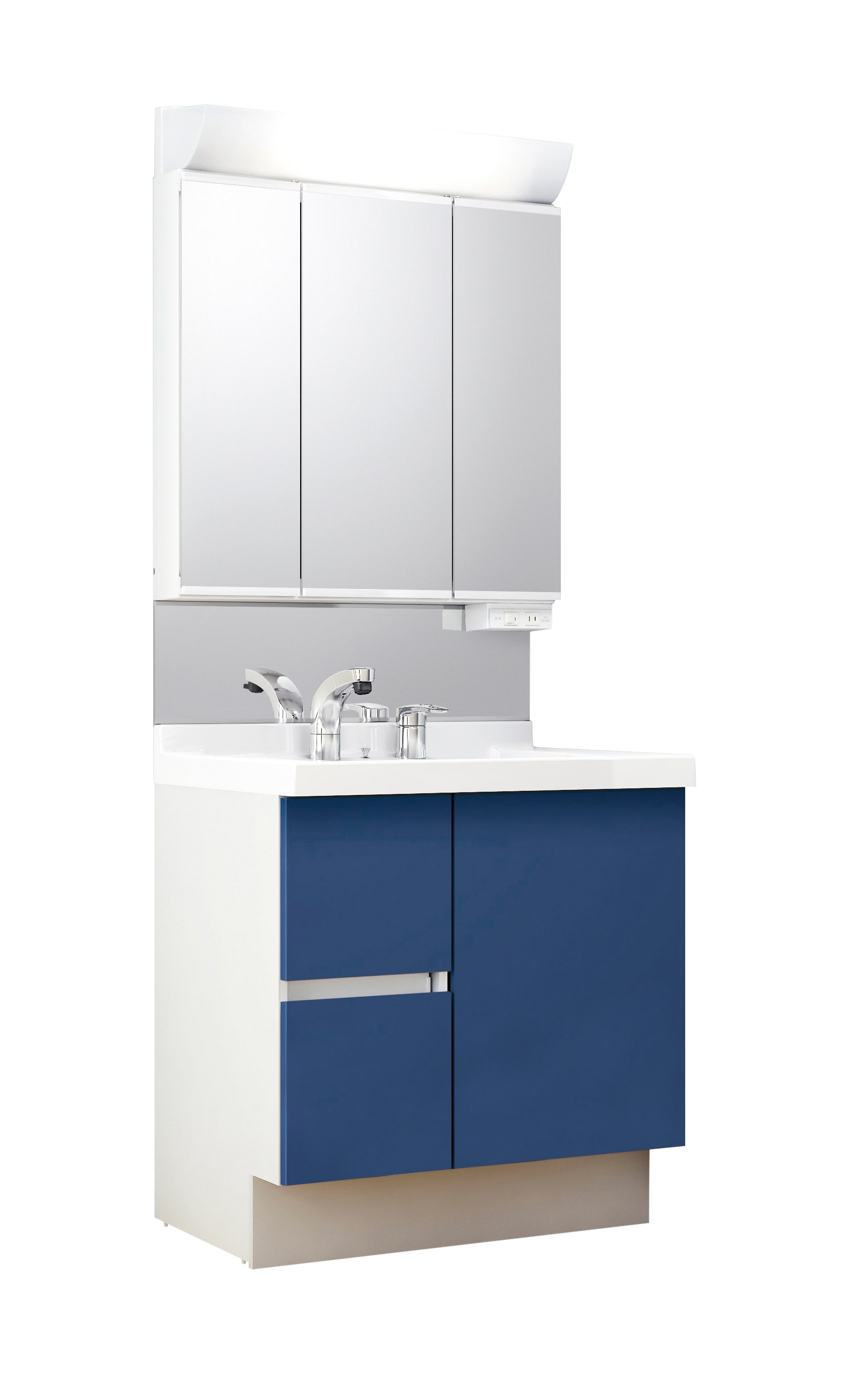 LIXIL 洗面化粧台 J1 間口75cm 三面鏡片引出(アーバンブルー): 住宅