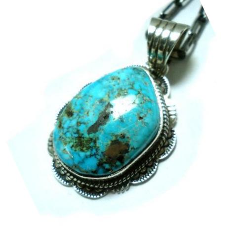 ターコイズ ペンダント インディアンジュエリー ナバホ族、Larson Lee