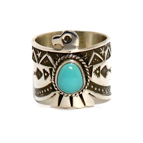 ターコイズリング インディアンジュエリー ナバホ族アーチスト