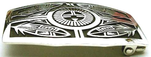 ホピ族製作の オーバーレイ・シルバーバックル