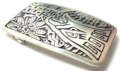 バックル ホピ族製作の オーバーレイ・シルバーバックル