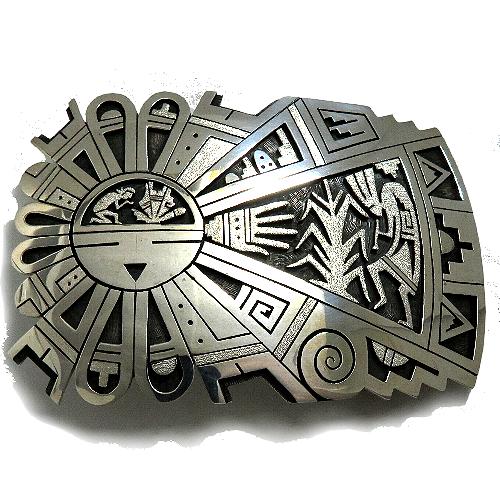 バックル ホピ族製作の オーバーレイ・シルバーバックル