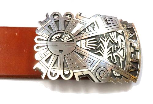 バックル ホピ族製作の オーバーレイ・シルバーバックル