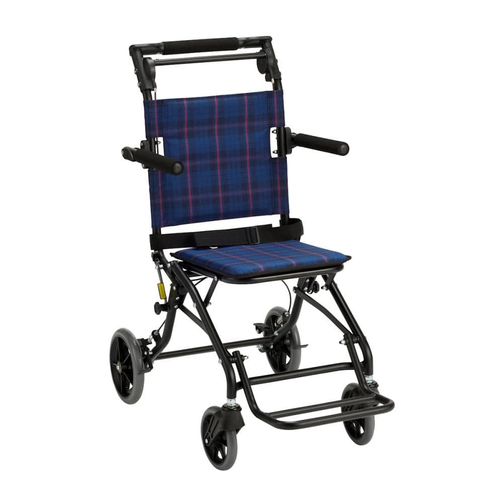 マキテック コンパクト車いす 介助式 テイクアルファ ネイビーチェック
