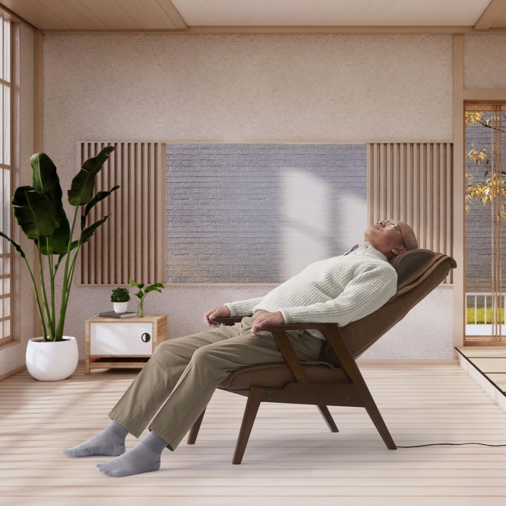 アテックス リクライニングマッサージチェア ダークブラウン