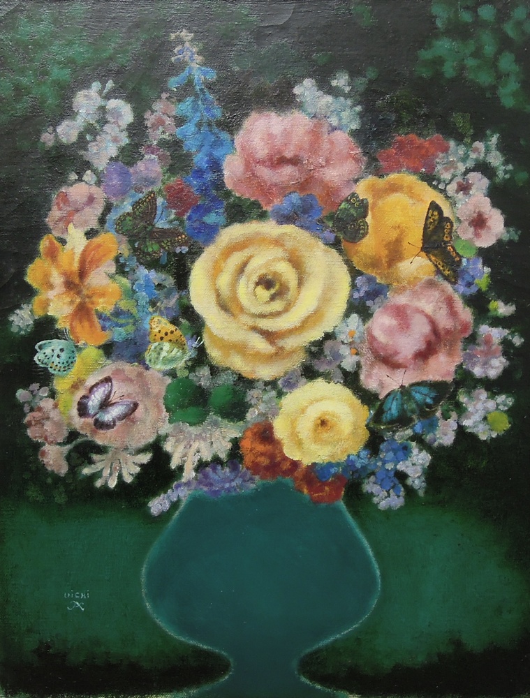 鷹山宇一 『緑陰の花』 [古美術こもれび] 骨董,掛軸,絵画の買取と販売