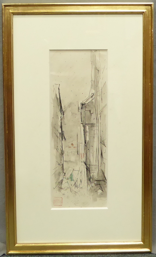 浮田克躬 『雪降る街』 [古美術こもれび] 骨董,掛軸,絵画の買取と販売