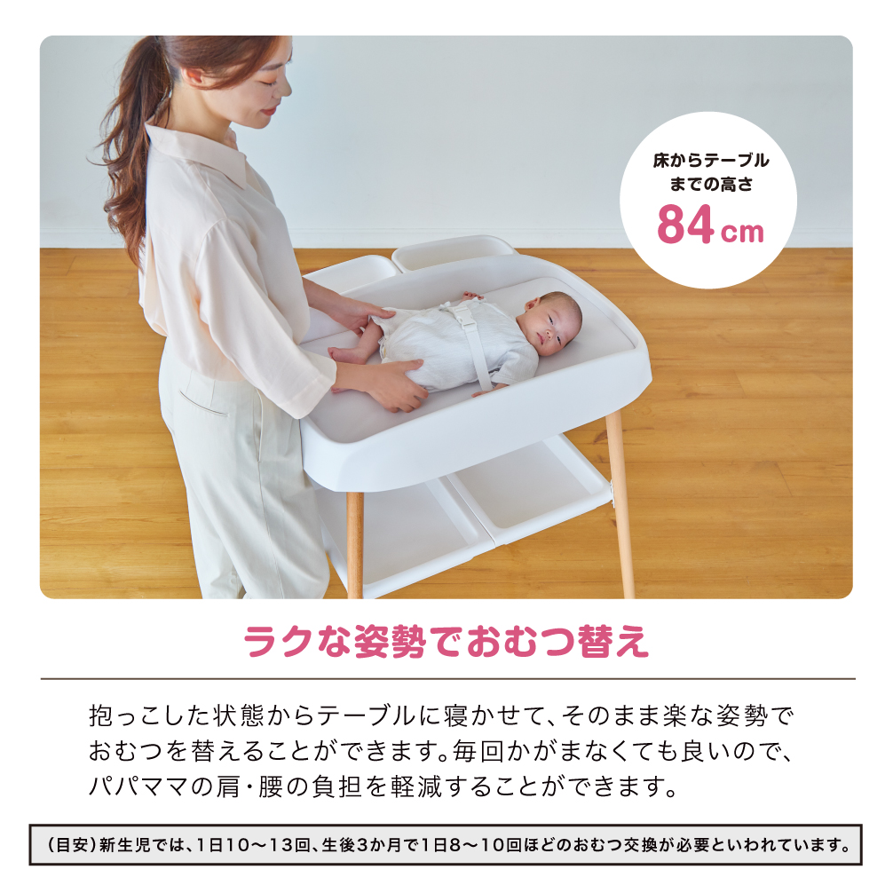 おむつ替え台（ホワイト＆ナチュラル）｜新商品 KATOJI（カトージ）