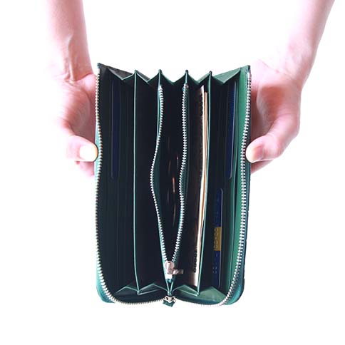 ナイルクロコダイル革 L字ファスナー 長財布 切り目仕上げ | 手染め