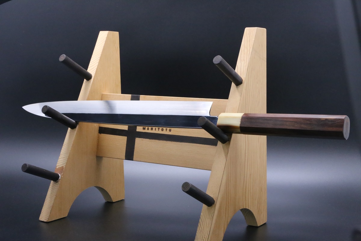 柳刃 白二鋼 水本焼 360mm 平鏡面 波浮かし 刃付師： 森本光一-歌舞