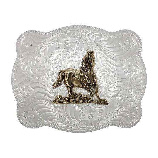 バックル モンタナシルバー ウエスタンバックル ベルト 馬 ホース