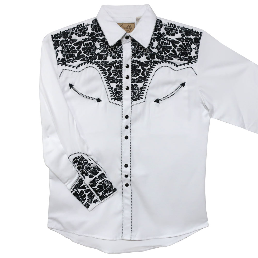 ウエスタンシャツ メンズ スカリー Scully シャツ 白 ホワイト