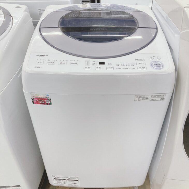 東京都八王子市にてSHARP 全自動洗濯機 ES-GV8E-W 2021年製 使用感あり