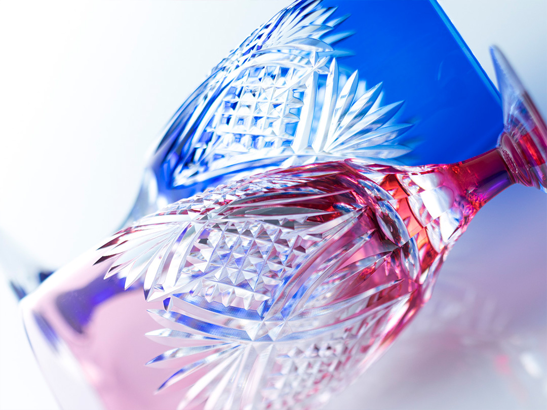 江戸切子 ペアビアグラス＜笹っ葉に魚子紋＞ | カガミクリスタル