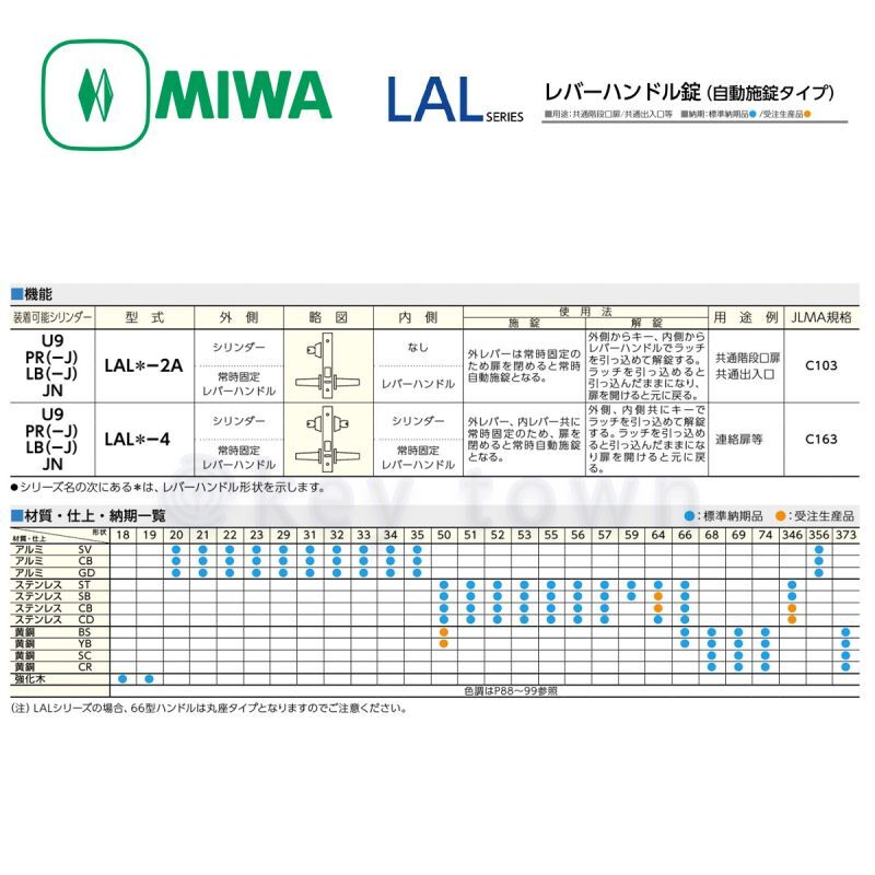 MIWA 【美和ロック】 レバーハンドル [MIWA-LAL] U9LAL51-2A型[MIWALAL