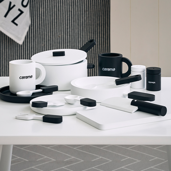 おままごと18点セット キッチンツール coromo(コロモ) モノトーン