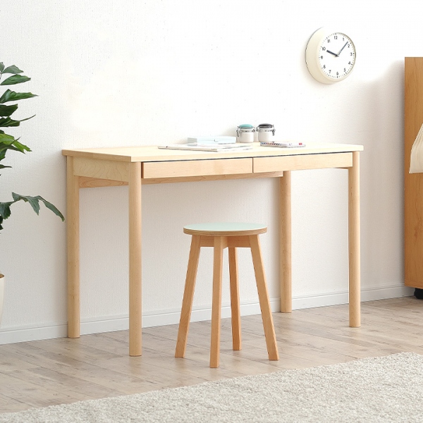 国産 木と風 デスク丸脚 単品 幅100cm 天然木メープル無垢材使用 杉