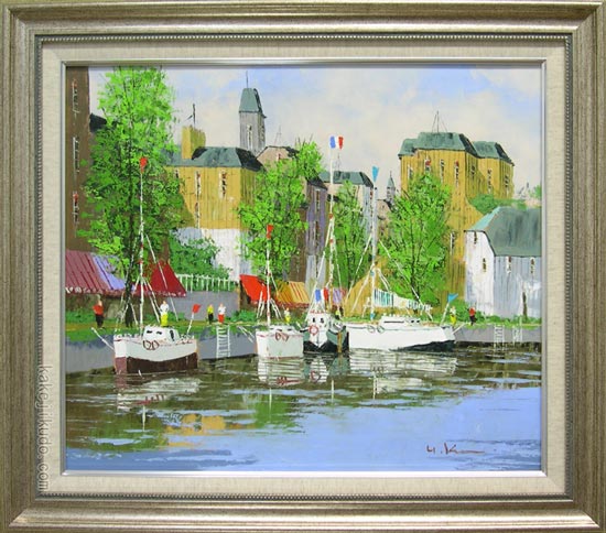 絵画 油絵 オンフルール（フランス） （黒沢久） 送料無料 【肉筆