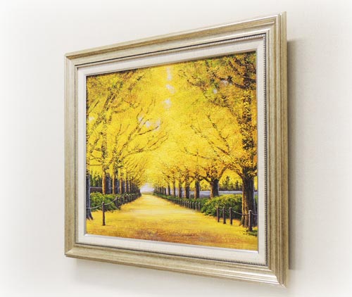 絵画 油絵 神宮外苑いちょう並木 （木村由記夫） 送料無料 【肉筆