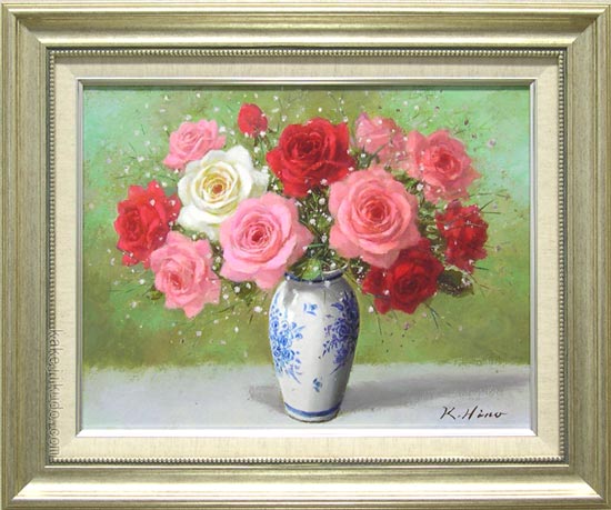 絵画 油絵 ばら (日野皖) 送料無料 【肉筆】【油絵】【花】【6号