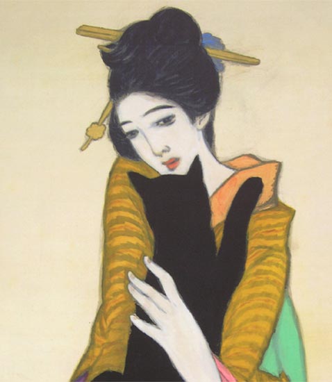 竹久夢二 黒船屋 モダン掛け軸 （掛軸小物なし） 送料無料 【掛軸