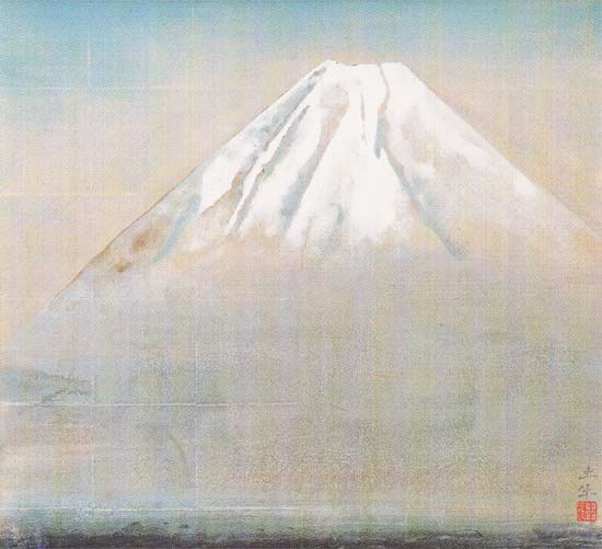 奥村土牛 絵画 精進湖 送料無料 【複製】【美術印刷】【巨匠】【富士