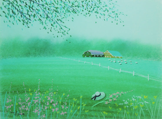 今成敏夫 パステル画 想い出のあの日 送料無料 【複製】【パステル画