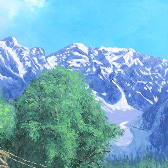 絵画 油絵 上高地 F20号 （大山功） 送料無料 【海・山】【肉筆