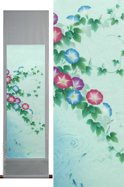 掛け軸 朝顔 （南川康夫） 送料無料 【掛軸】【半間床】【夏】 商品