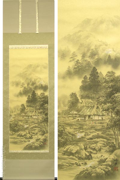 掛け軸 開運四神相応山水図 （今井玲豊） （掛軸小物なし） 送料無料