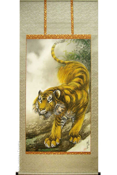 掛け軸 猛虎 (堀江玉鳳) 送料無料 【掛軸】【一間床】【虎】 商品詳細