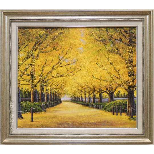 絵画 油絵 神宮外苑いちょう並木 （木村由記夫） 送料無料 【肉筆